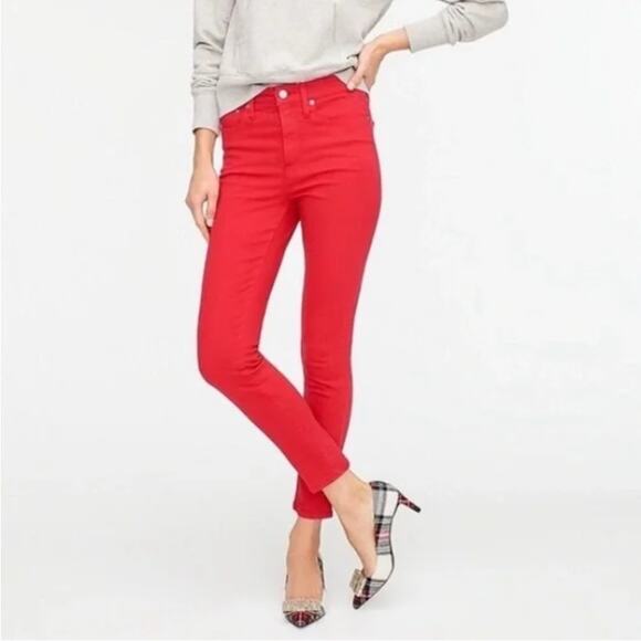 J. Crew 10" High-Rise Toothpick Jean in Red Garment-Dyed Denim Size 26 - Picture 1 of 8